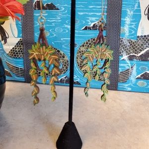 Handmade Wooden Plant Earrings